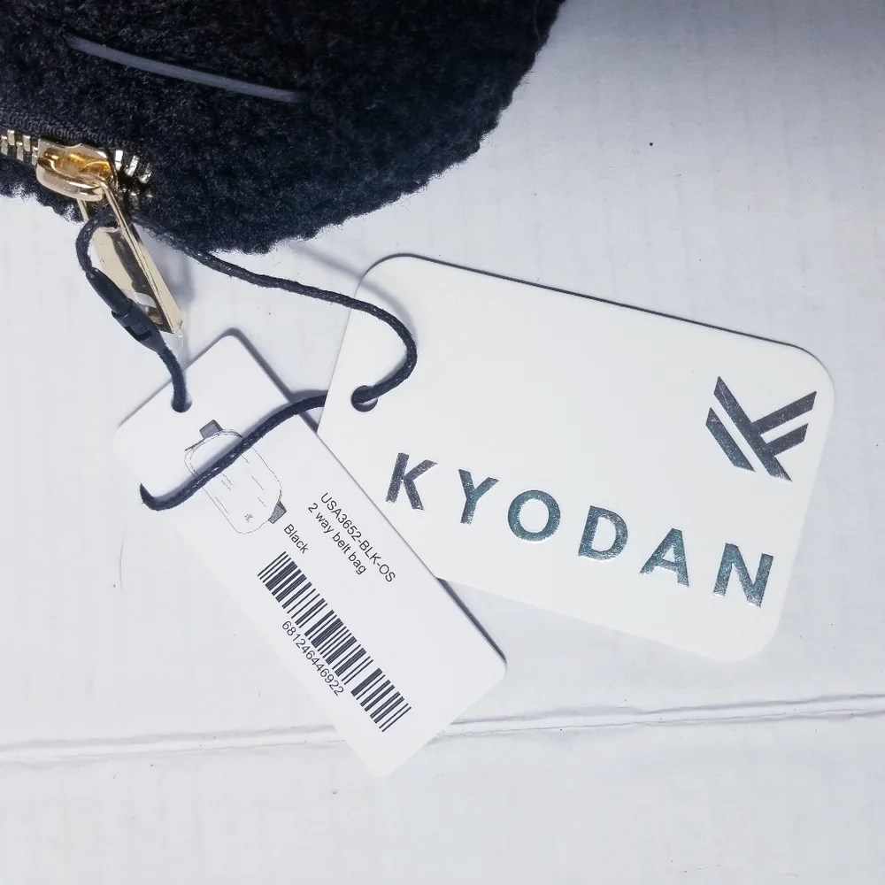 NWT KYODAN SHERPA BLACK CROSSBODY BELT BAG